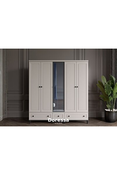 Doressa Living Zare Sand 5 Kapılı Camlı Gardırop