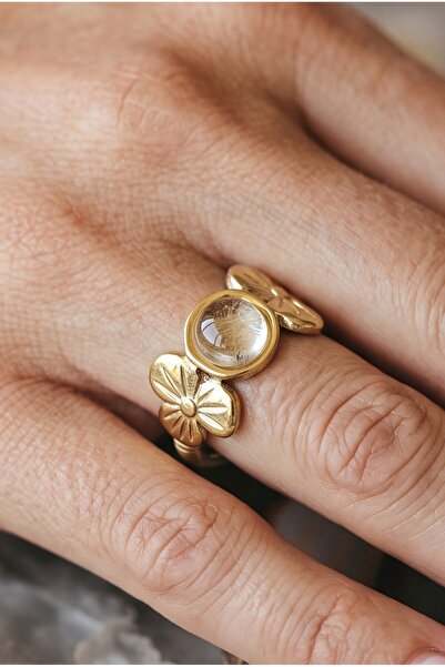 NBS Beautiful Naturel Stones خاتم سيترين ستيل قابل للتعديل من سلسلة بيركيت