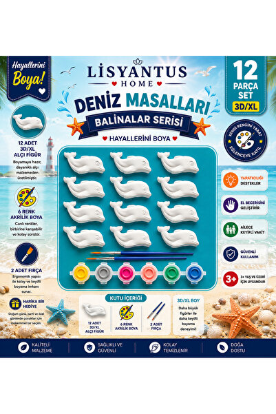 LİSYANTUS HOME 🐋 Deniz Masalları – Balinalar Serisi XL12 Parça/DIY/Hediye/Etkinlik/Eğitici/Aktivite/El Becerisi Gelişimi/Çocuklar ve Yetişkinler/Hobi
