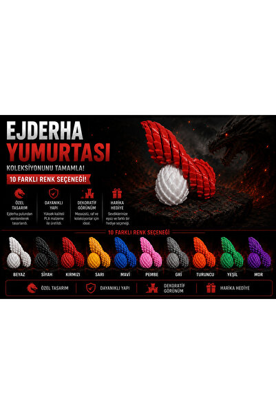 3D Yazıcı Geçmeli Spiral Ejderha Yumurtası – Birbirine Geçme Mekanizmalı Stres Oyuncağı Masaüstü Biblo