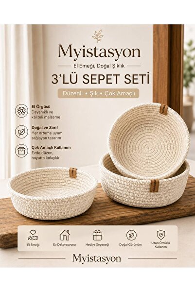 myistasyon "tarzınızı evinize yansıtın" 3'lü Hasır Sepet, Hasır Havlu Sepeti,...