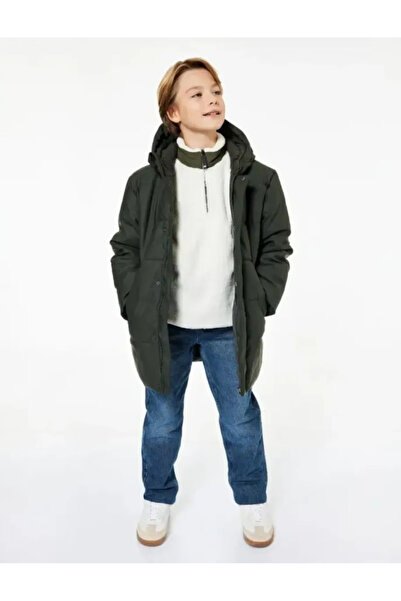 Koton Cotton Button Detailed Pocketed Straight Fit Denim School Trousers