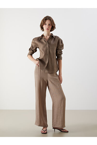 LC Waikiki Pantaloni de damă texturati cu talie elastică