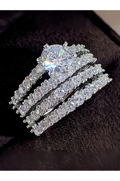Take Two By Styli Set of 2 - Silver Diamond Ring