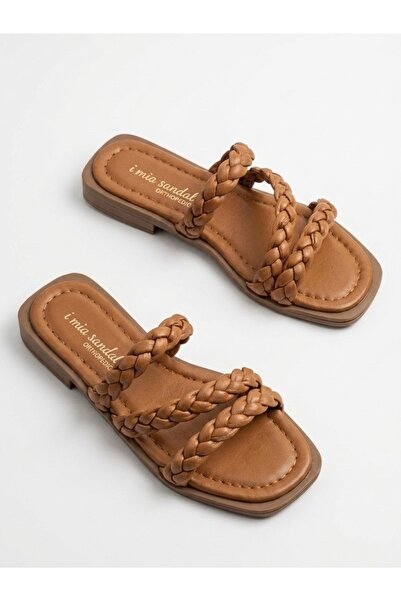 ARTI ARTI AYAKKABI Mi̇a026-1605 Daily Women's Hand-Knitted Holiday Gold Slippers