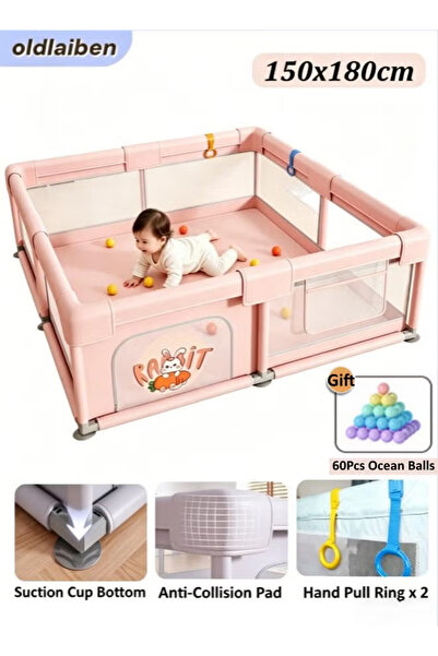 oldlaiben Baby Playpen Playpen for Toddlers with Door and Suction Cup Baby Sa...