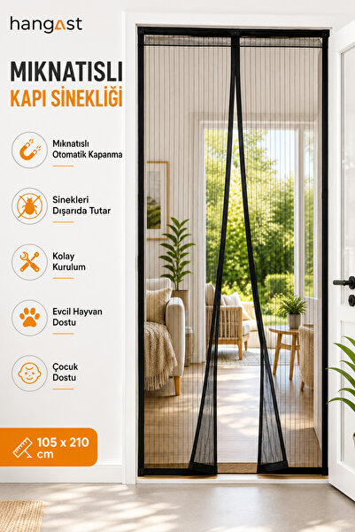 HANGAST Mıknatıslı Kapı Sinekliği 105x210 cm | Otomatik Kapanan Cırtbantlı
