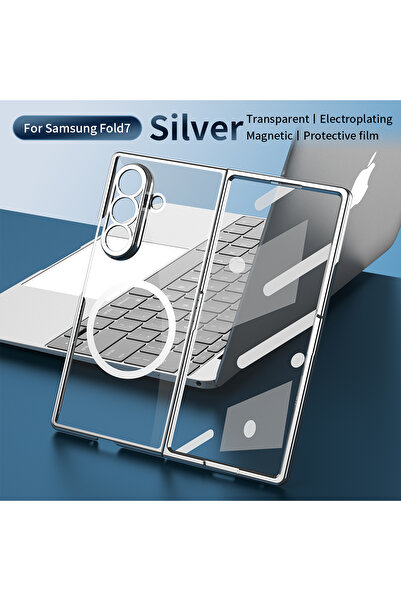 Choice16 Galaxy Z Fold6 white Magnetic Clear Transparent PC+TPU Phone Case fo...