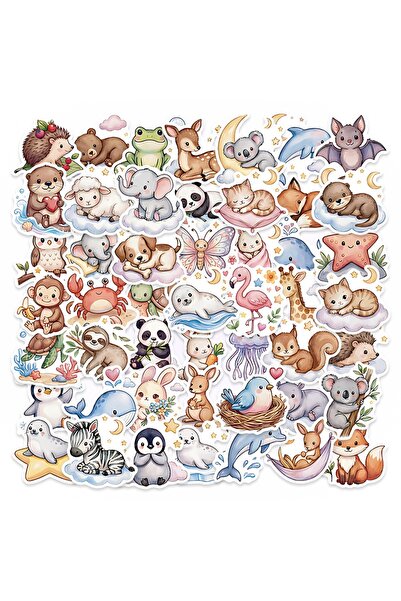 Choice 50Pcs 50Pcs Cute Watercolor Healing Animal Stickers Reward Vinyl Water...