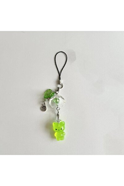choice2 C *1Pcs Resin Mobile Phone Pendant Cute Luminous Alien Cat Keychain B...
