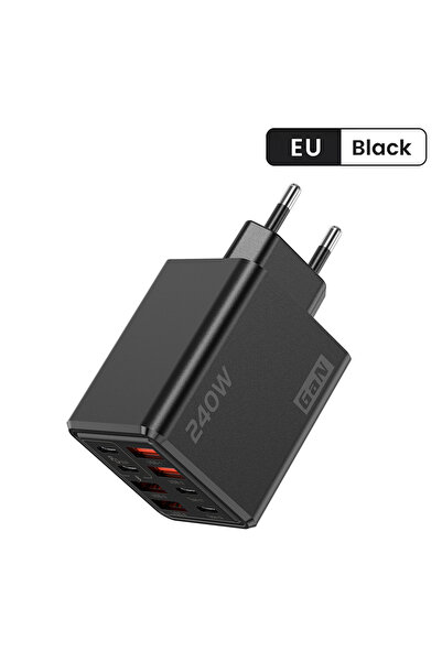Choice9 Black-EU 240W 8 in 1 USB C GaN Desktop Charger Fast Charge Phone Adap...