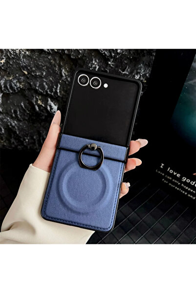 Choice11 Galaxy Z Flip7 Blue PU Leather Phone Case For Z Flip 7 FE 6 5 4 3 Fl...