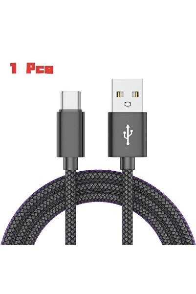 Choice7 2m 1 Pcs BK Nylon Data Cable Fast Charger USB A to Type C Charging Ca...
