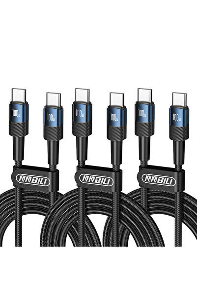 choice2 2m Blue 3pcs NNBILI 3Pcs 100W USB C to Type C Fast Charging Phone Cab...