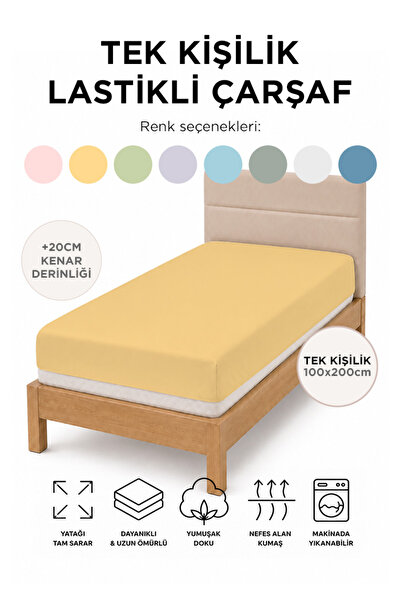 100x200 PAMUKLU LASTİKLİ ÇARŞAF - TEK KİŞİLİK - RANFORCE