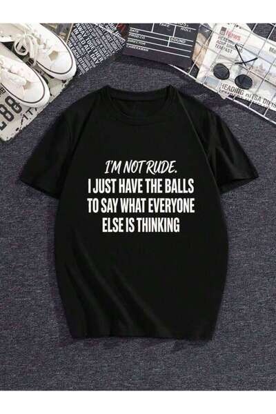 23ERVA Women's 'I'm Not Rude' Printed T-Shirt - Crew Neck, Casual Summer Top