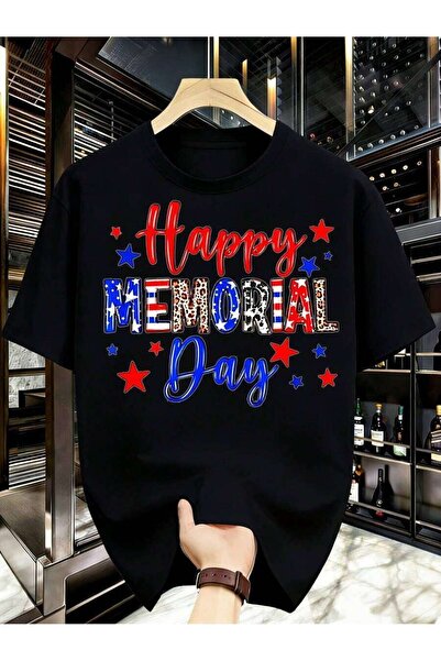 9JY Men's & Women's Bleached Happy Memorial Day T-Shirt USA Patriotic Leopard...