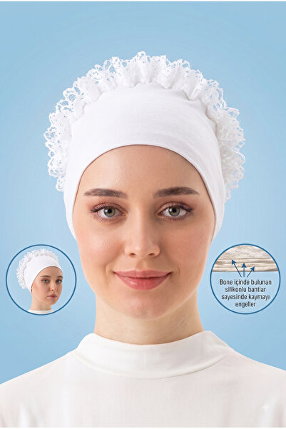 MyReal Black Non-Slip Silicone Combed Cotton Ruffled Voluminous Hairnet