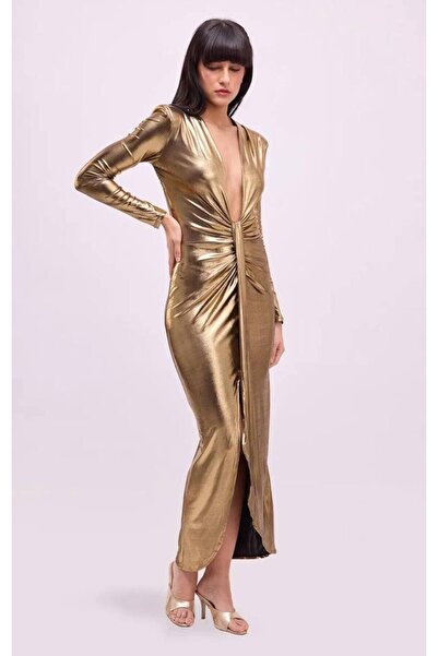 MAXORA SHOP Rochie metalizata Melissa - Auriu