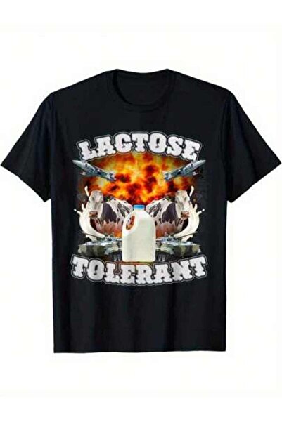 9JY Lactose Tolerant Funny Dank Meme T-Shirt, Men's Cotton Tee, Ultra-Soft Br...