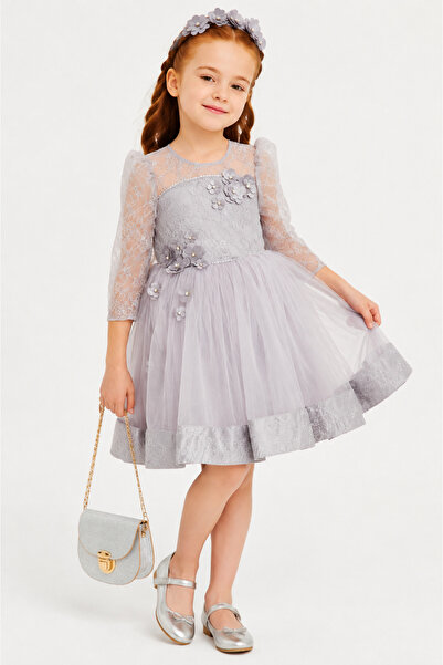 Babyhola Exclusive Design Lace and Stone Detailed Bag and Hairband Girls Even...