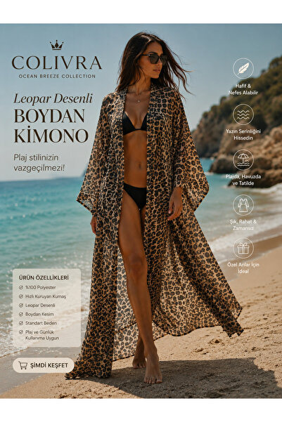 COLİVRA Leopar desen kadın kimono