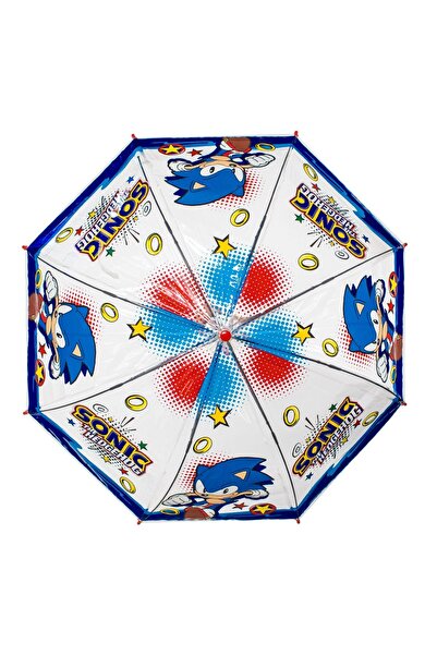 Zâna Casei Umbrelă Sonic automată, transparentă, albastră, pentru copii, 64cm