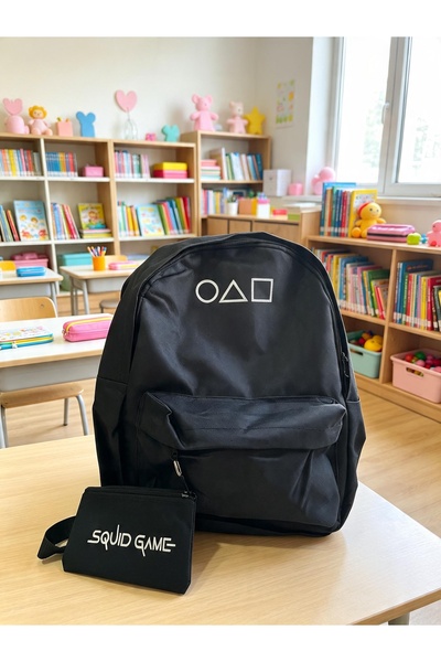 KIZIL GECE Printed School Backpack and Pencil Bag Set