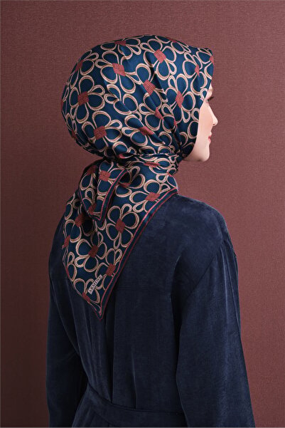 Armine Sura Silk Scarf Navy Blue, Bitter Coffee