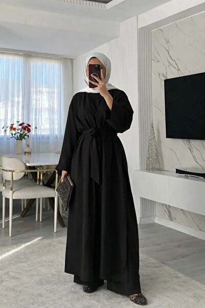 müqofficial Noir 3-Piece Abaya Set - Black
