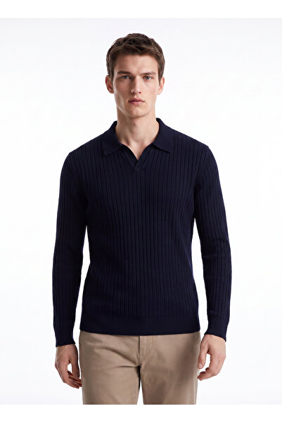Fabrika Lacivert Erkek Slim Fit Fitilli Kazak F6WM-KZK 2033