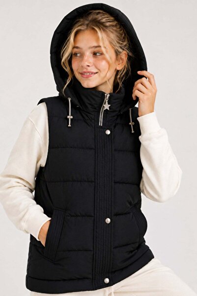 ASYAKİDS CLUB Girl's Removable Hooded Seasonal Snap-On Inflatable Vest