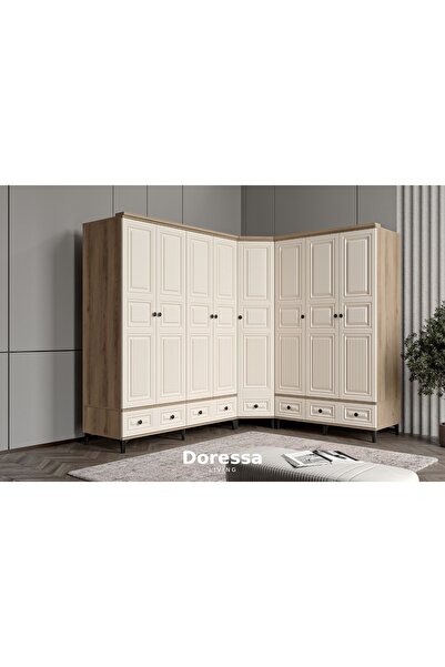 Doressa Living Merz Walnut Köşe Gardırop