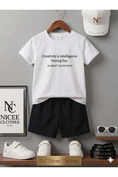 Leto Lykia Summer Children's T-Shirt Shorts Unisex (Albert Text Printed)
