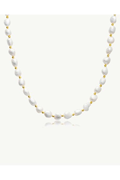 Stemma Jewelry Colier Irregular Pearls din Argint 925, Placat cu Aur
