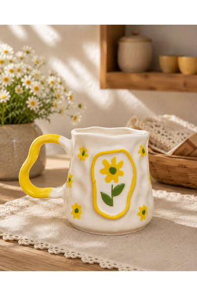 İZart Vintage Design Yellow Floral Patterned Special Embossed Fully Handmade ...