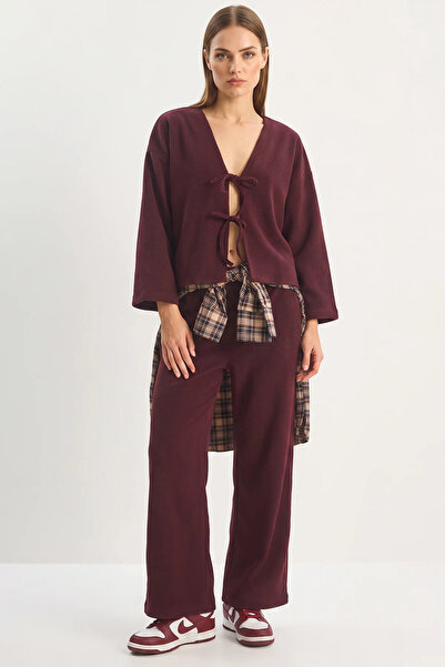 Efnaz style Women's Tie-Detail Kimono High-Waisted Loose Trousers Thessalonik...