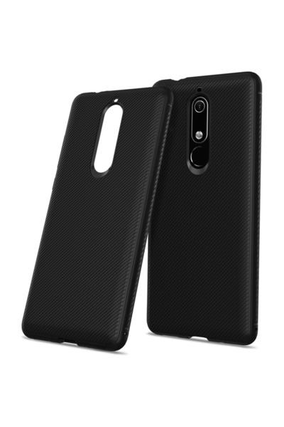 OEM Μαλακή Εφαρμοστή Θήκη TPU με Υφή Τουίλ, Μαύρη (Nokia 5.1 2018)