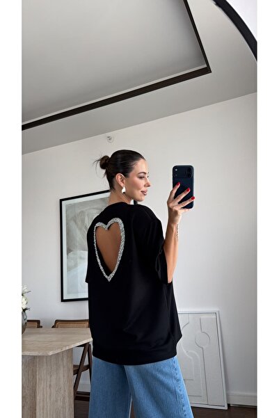 sinem kıvanç KALP SIRT DEKOLTELİ OVERSİZE BLUZ