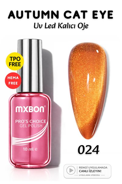 Mxbon Uv Led Kalıcı Oje 10 ml Hema & TPO Free Autumn Cat Eye - 024