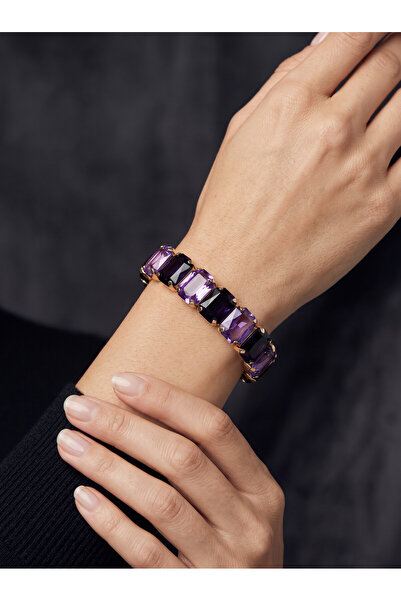 Valmont Accessories Kadın Altın Renk Mor Baget Taşlı Bileklik