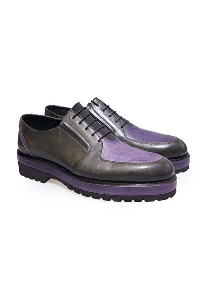 FRANCO CALVANI Purple Color Lace-Up Genuine Leather Men's Shoes