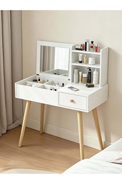ALIVINGHOME Dresser With Mirror Vanities Table, Makeup Table With Drawer And ...