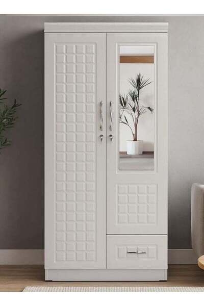 Generic SUNLIT HOME Backlund 2-Door Wardrobe with Mirror and Drawer – Modern ...