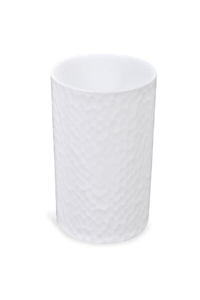Zâna Casei White Round Plastic Toothbrush Holder 7x11cm