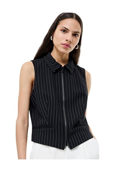 French Connection Women Morgan Tailored Pinstripe Zip Up Waistcoat