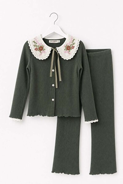 NOBLEKIDS Girl's Baby Collar Knitwear Set Green