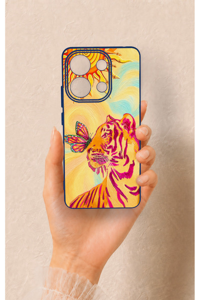 Vip Case حافظة سيليكون متوافقة مع هاتف Redmi Note 13 4G بنمط نمر الشمس
