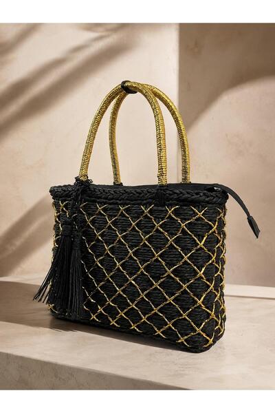 Luminos Butik Black Straw Bag Cnt1131