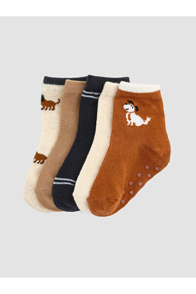 LC Waikiki Esvab • Modern & Distinctive Embroidered Baby Boy Socks, Pack of 5